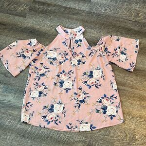 Monteau Women’s Medium Dusty Rose Pink Floral Blouse
